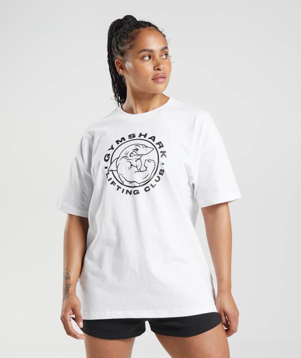 Damske Tricka Gymshark Legacy Oversized Biele | DH6572190
